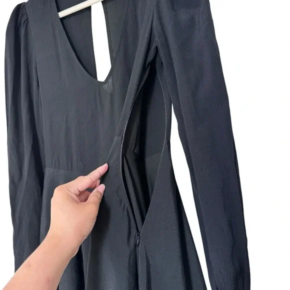 Revolve Lovers + Friends Shimmy Black Long Sleeve Skater Mini Dress Size S